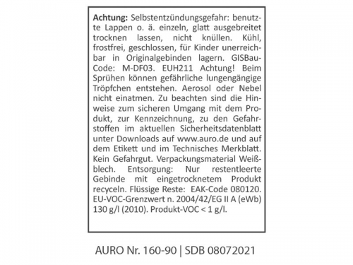 Auro Holzlasur Aqua Nr. 160-90 - 0,75 Liter - Weiß